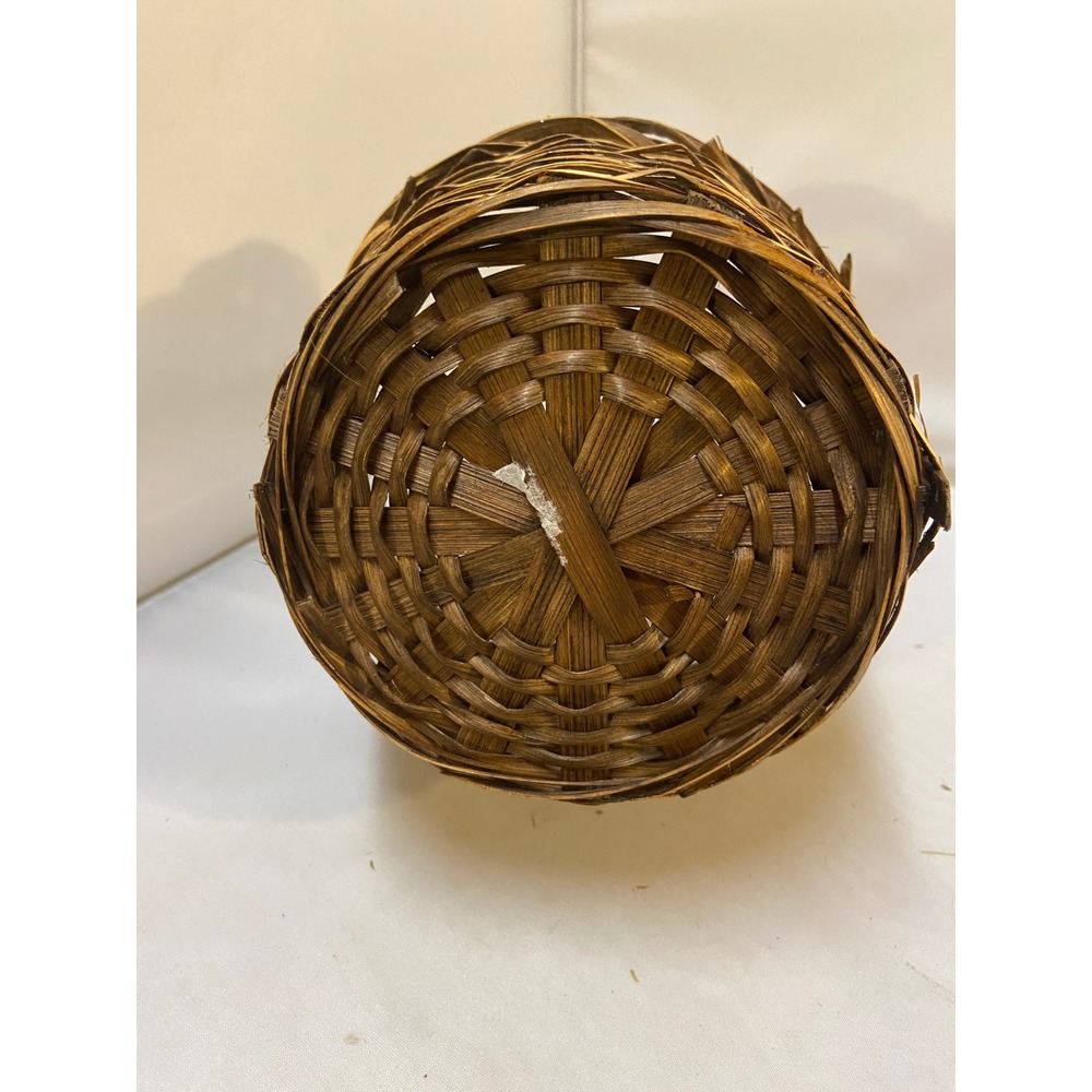 Woven Wicker Basket Unisex Small Brown Rustic High Handle Decor Egg Collection - Picture 3 of 10
